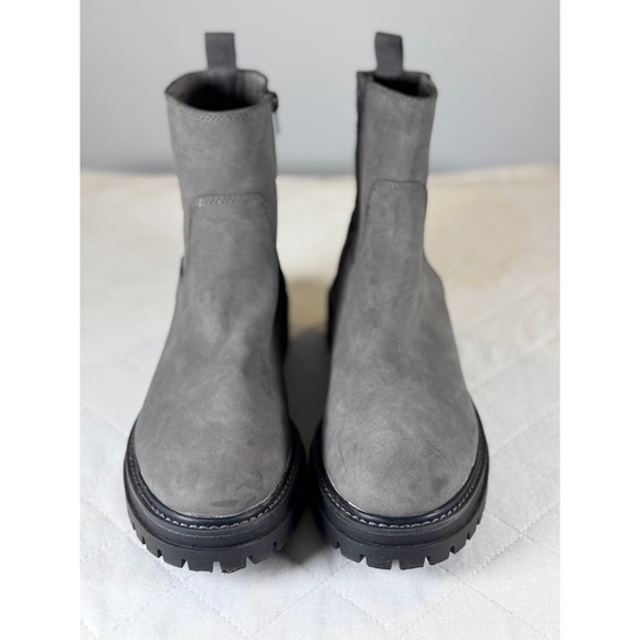 Time and Tru Shoes - Time and Tru Gray Suede Combat Chelsea Boots Side Zip Lug Sole Women's Size 11